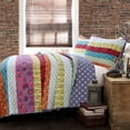 thumbnail image 2 of Stripe Quilt Set 3Pcs Multicolor Bedding Set Bedroom Quilt Bed 100% Cotton Full/Queen Size, 2 of 4