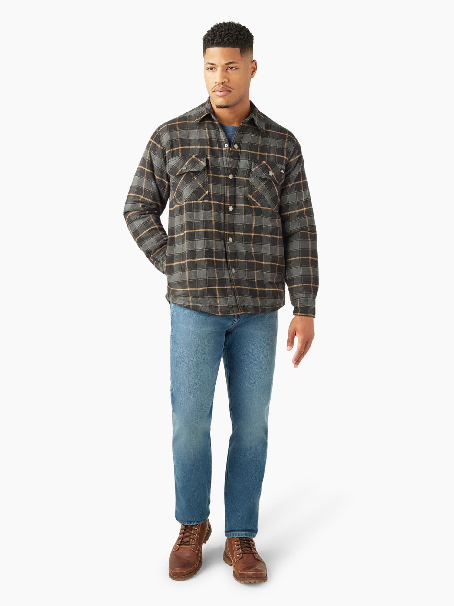 Genuine Dickies Men's Fleece Lined Flannel Shirt Jacket