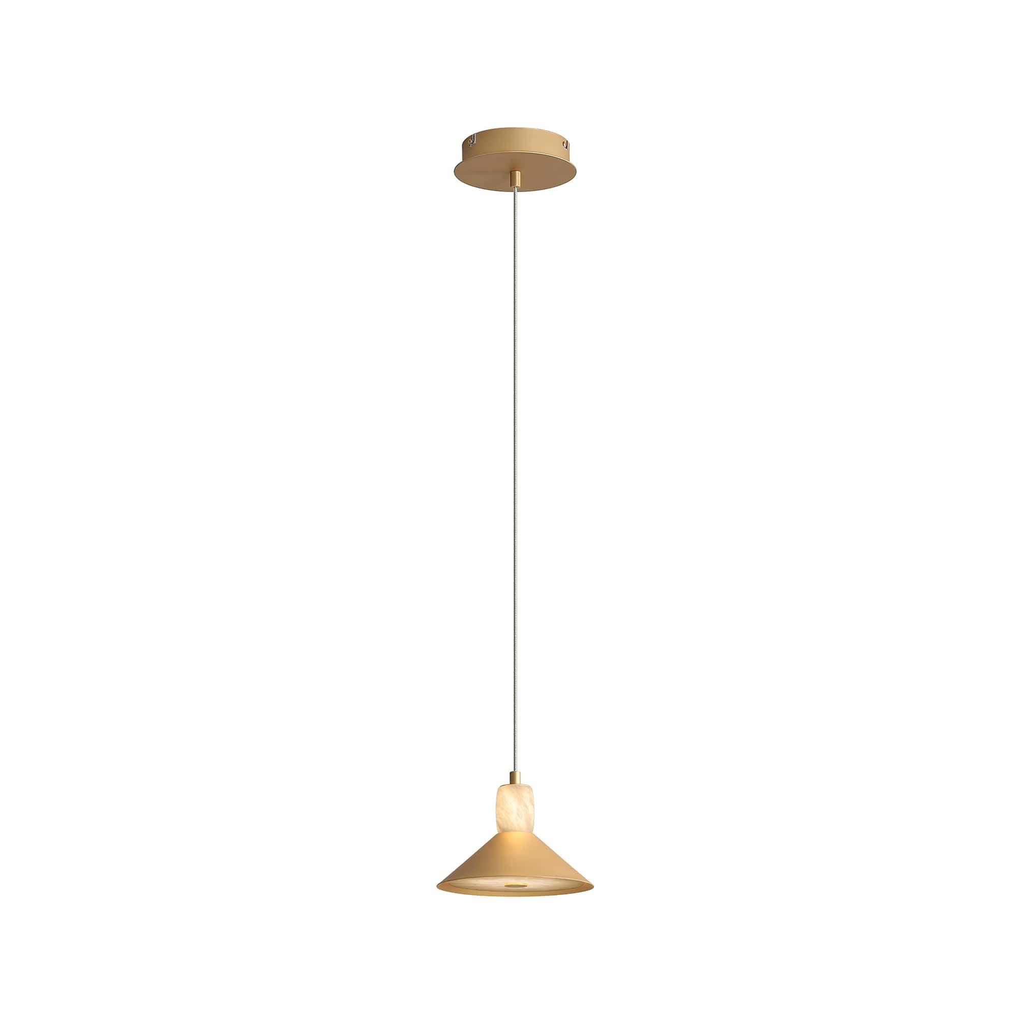 Spanish Alabaster  Aluminum One-Light Chandelier