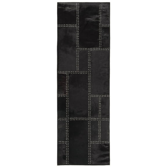 SAFAVIEH Studio Leather Juniper Geometric Runner Rug, Black, 2'3" x 5'