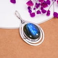 thumbnail image 2 of Labradorite - Madagascar 925 Sterling Silver Pendant V8251, Solitaire Pendant, Blue Pendant, Oval Pendant, Gift For Her, Labradorite Pendant, 2 of 4