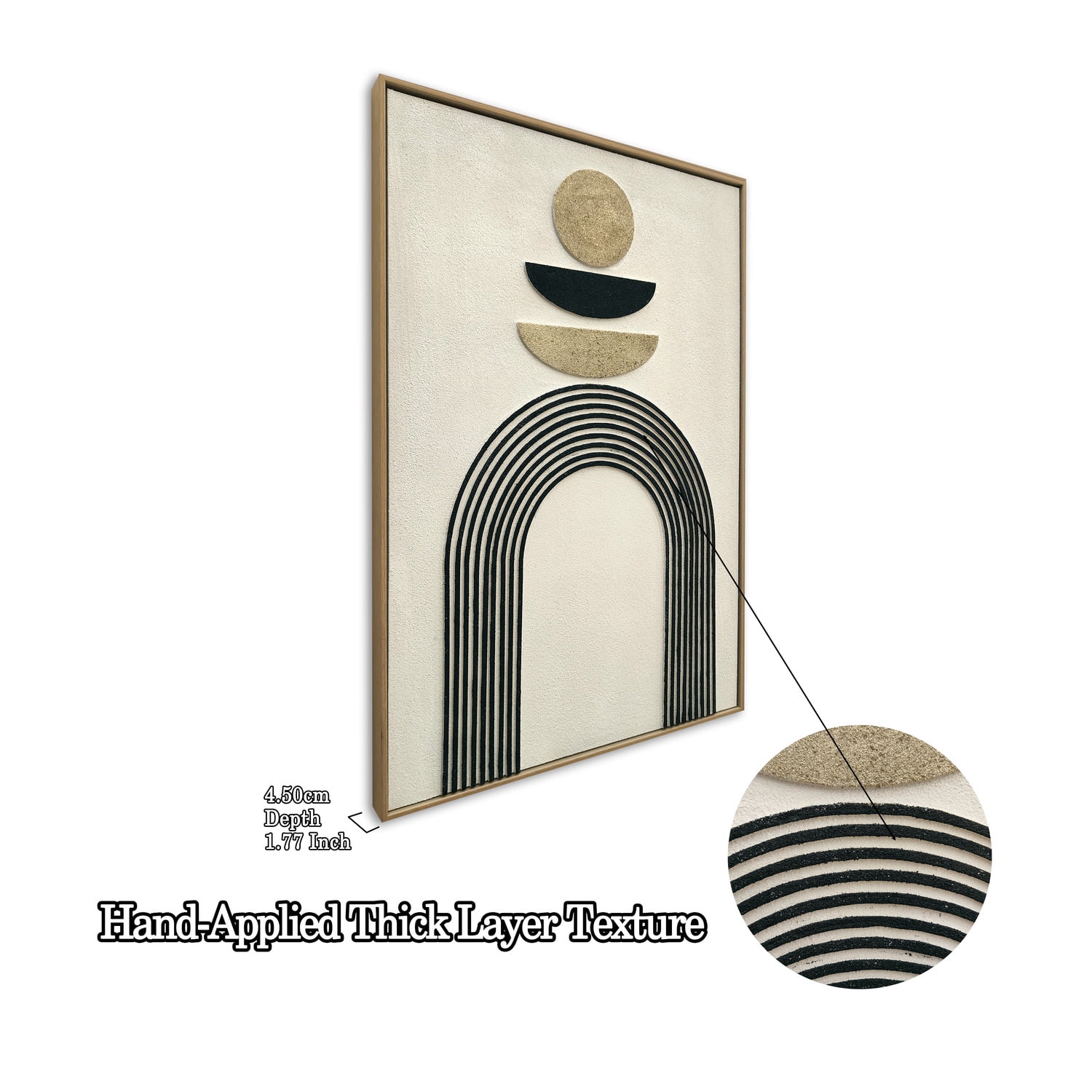 Euroco Framed Boho Abstract Wall Art Set of 2, 25x37 in Neutral Textured Canvas Painting,Modern Decor Abstract Artwork for Living Room Bedroom,Antique White & Black Beige