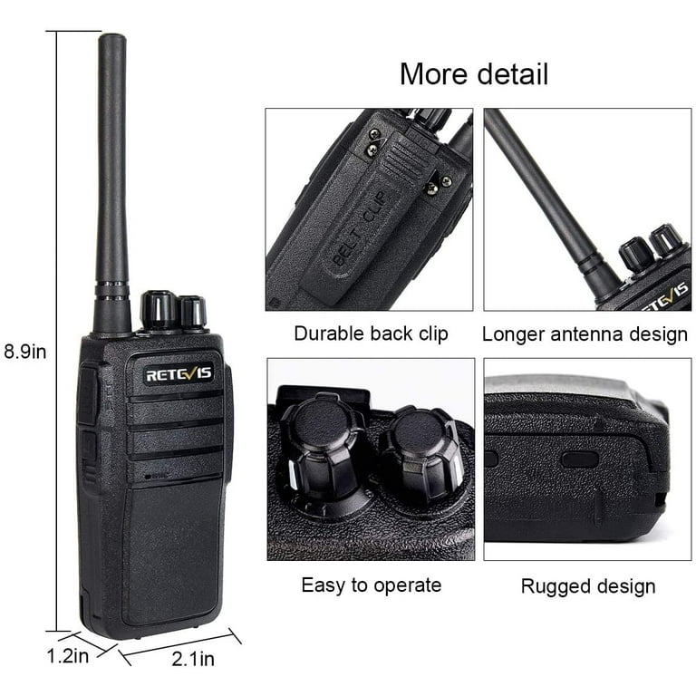 Retevis RT21 Walkie Talkies for Adults, 2 Way Radios Walkie Talkies Long  Range, Portable FRS Two Way Radios with Earpiece, Handfree, for Government  Education Churches Dealers(10 Pack)