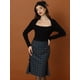 thumbnail image 2 of Falda midi con Fishtail Dobladillo y Cintura Alta con Tela de Cuadros para Mujer Falda Elegante Azul verde XS, 2 of 5