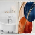 thumbnail image 4 of Navy Blue Burnt Orange Waterproof Fabric Shower Curtain,Geometric Modern Boho Art Waterproof Fabric Shower Curtain for Bathroom Curtains Bathtubs Hotel Shower Curtains with 12 Hooks Standard 72x72, 4 of 8