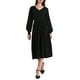 thumbnail image 1 of Vestido de suéter A-Line para mujer INSPIRE CHIC 2025 con cuello en V, manga larga y tejido acanalado, color negro, 1 of 5