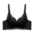 thumbnail image 2 of Women's Sexy Lace Push Up Bra Wireless Padded, Deep V Gathered Lingerie, Soft Lifting Support Underwear Add Cup Size No Underwire, 2 of 5