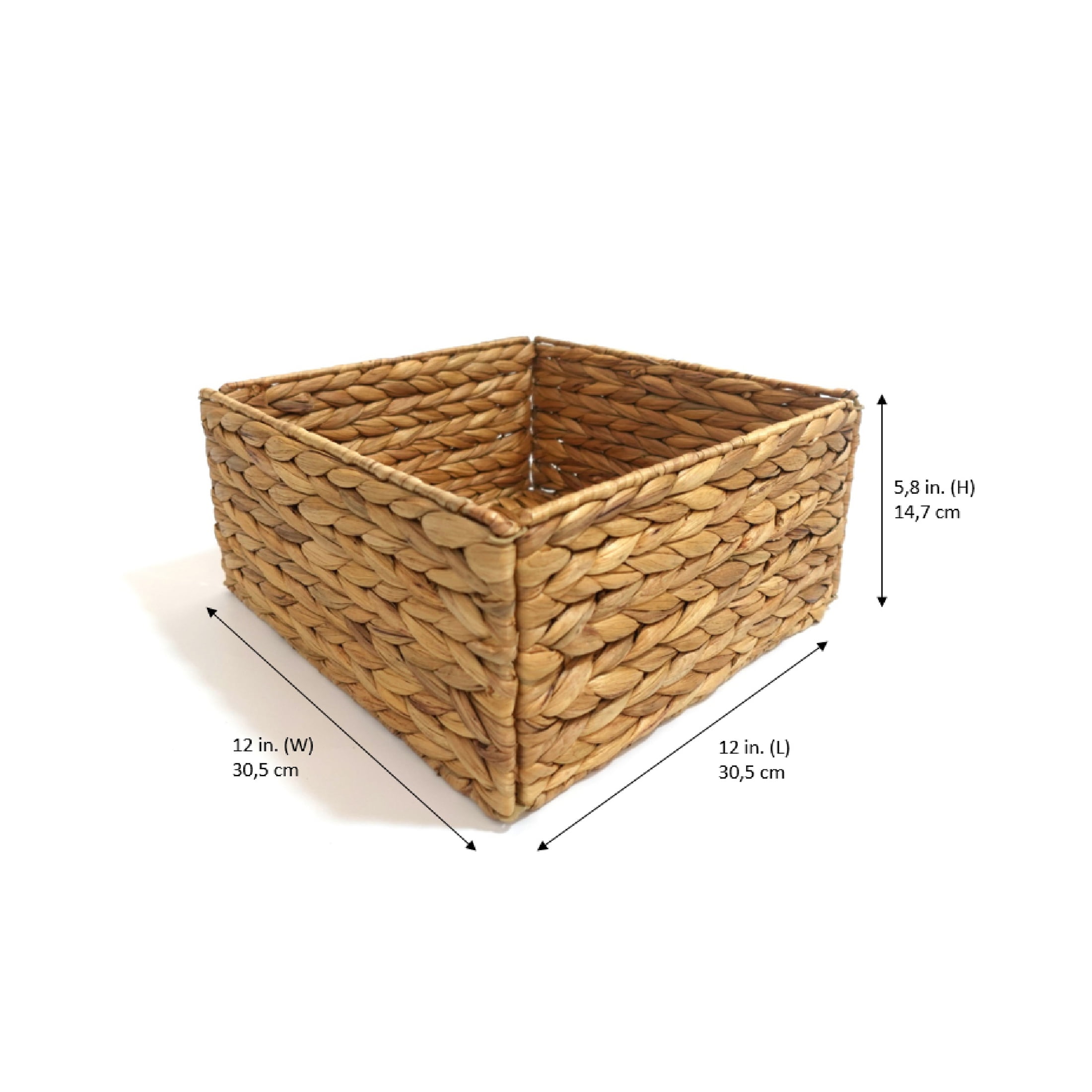 Hometrends Woven Water Hyacinth Storage Basket Collapsible, Collaspible