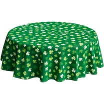 St Patricks Day Gradient Green Shamrock Tablecloth Round Washable Table Covers for Indoor Outdoor Dining Table Home Party Decorations 60x60 Inch