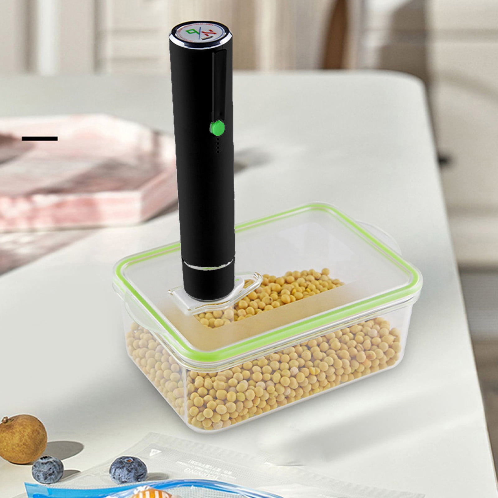 Iumwxz Handheld Vacuum Pump for Food Storage, USB Rechargeable Portable Vacuum Sealer with 65 kPa Suction for Bags and Containers, Compact Design for Home Kitchen Camping Travel