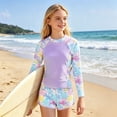 thumbnail image 4 of MuXiKeJi Clothes Kids Girls Rash Guard Swimsuits 2 Piece Bathing Suit UPF 50+ Summer Swimwear Size 7-12T, 4 of 5