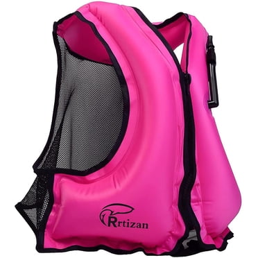 Adults Inflatable Swim Vest, Portable Snorkel Vest for Women, Buoyancy Aid Jackets, Pink, L/XL