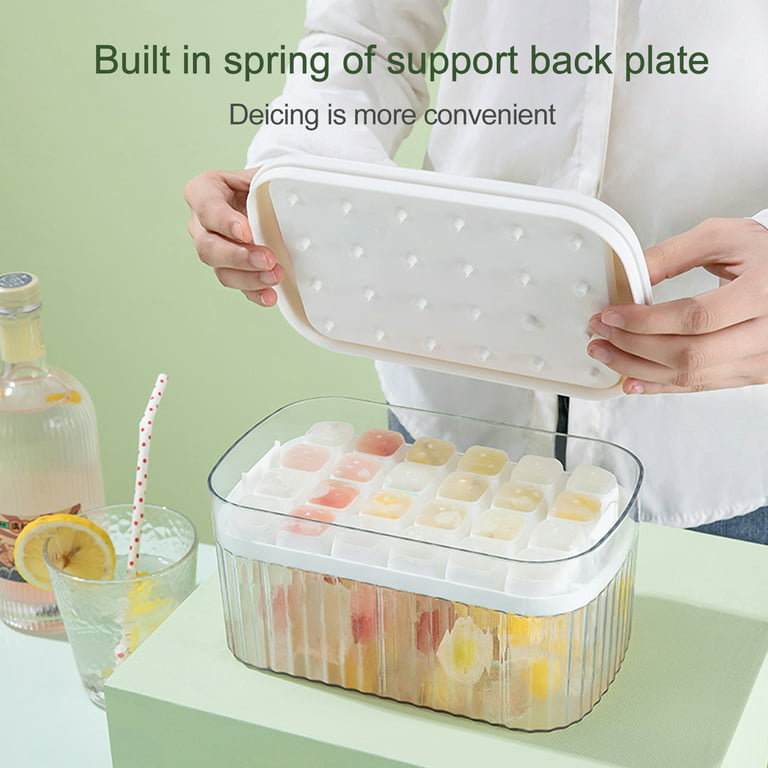 3 in 1 Ice Maker Mold Box with Built in Storage & One Button Press Ice Tray