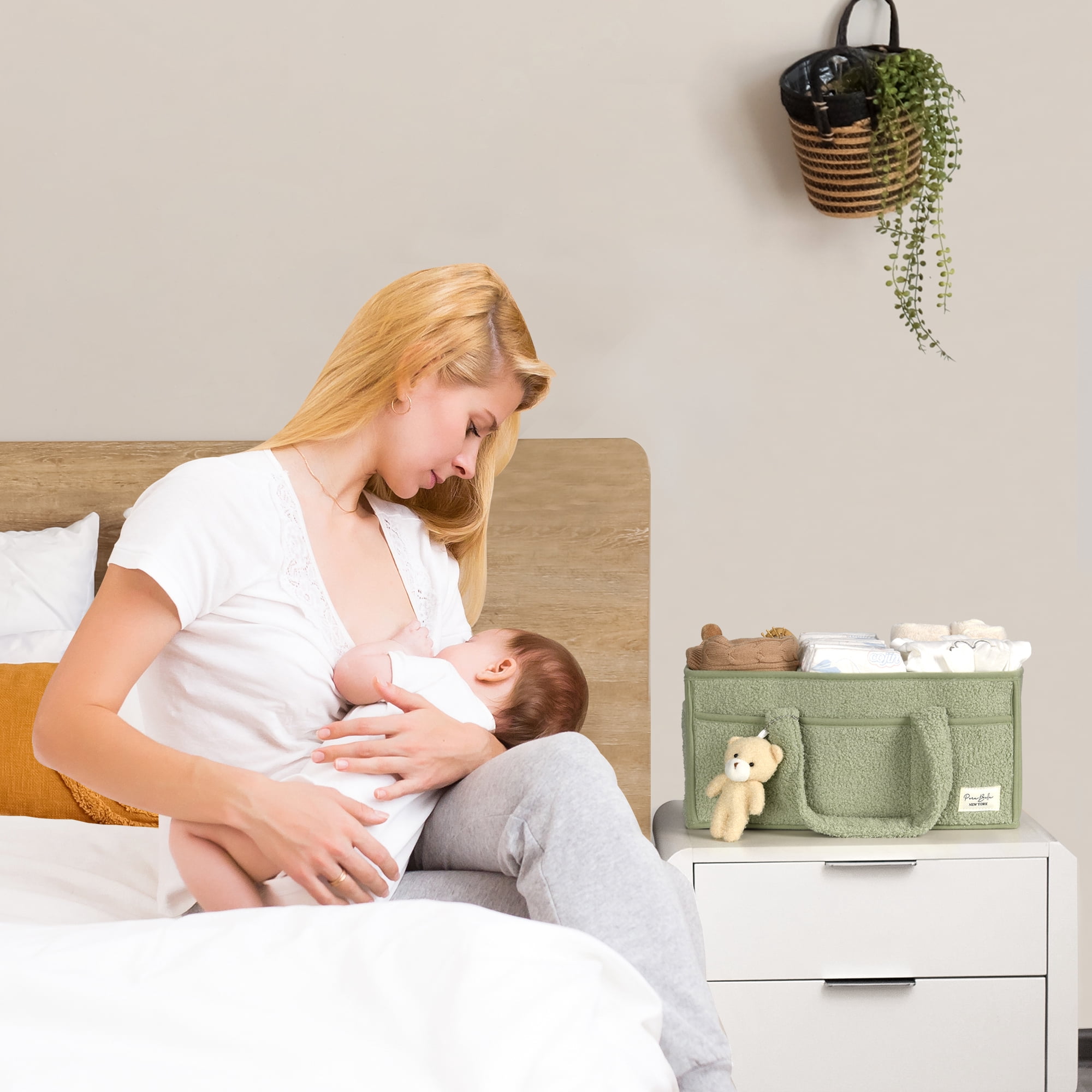 Baby Diaper Caddy Organizer for Changing Table, Portable Nursery Storage Basket Dresser Top