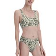 thumbnail image 2 of Daiia Skull with Cash printed 2 piece Swimsuit Bikinis for Women High Waisted Racerback Bathing Suits Summer Tummy Control Scoop Neck Swimwear-Medium, 2 of 8