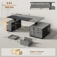 thumbnail image 2 of SEDETA 77.1" Executive Large Electric Standing Desk, Height Adjustable Sit Stand Desk with 2 Drawers, Storage Cabinet & Charging Port for Home Office, Grey, 2 of 9