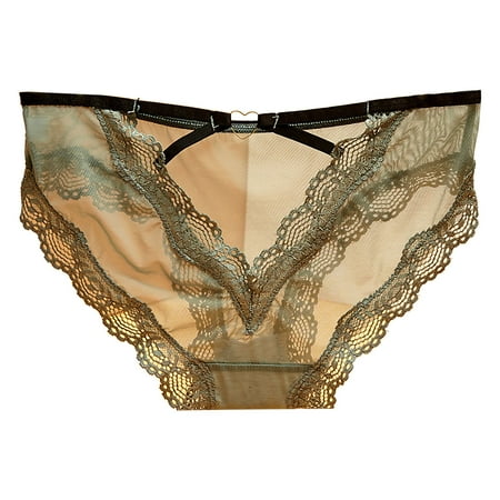 Icvfdpl Underwear For Women Fashion Striped Ice Silk Hollow Threaded Soft Breathable Women S Panties Green One Size