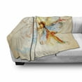 thumbnail image 3 of Dragonfly Soft Flannel Fleece Throw Blanket, Watercolor Moth Branch Print Wings on Abstract Backdrop, Cozy Plush for Indoor and Outdoor Use, 50" x 70", Pale Yellow Orange, by Ambesonne, 3 of 6