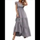 thumbnail image 1 of Vestido de Verano 2025 para Mujer, Cuello en V, Corta, Cintura Alta, Estampado Floral, Volantes Escalonados, Corte A, Maxi Gris XXL, 1 of 8