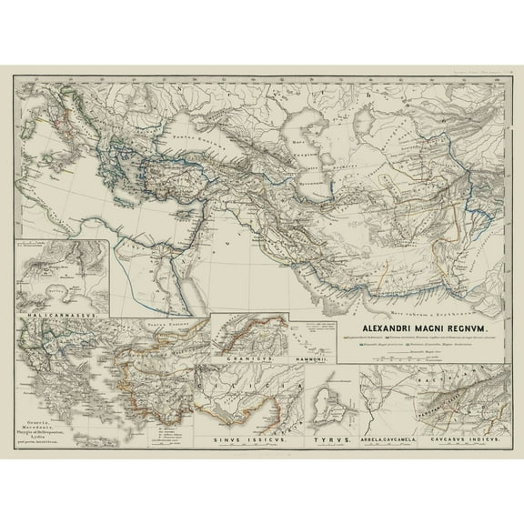 Historic Map - Middle East Alexander the Great - Spruner 1865 - 30.56 x 23 - Vintage Wall Art