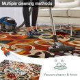 thumbnail image 5 of Burnt Orange Green Outdoor Rug 4x6 Ft - Reversible Patio Rug Outdoor Camping Rugs, Vintage Abstract Flowers Washable Indoor Outdoor Area Rugs, Non-Slip Outdoor Carpet Runner for Deck/Porch, 5 of 8
