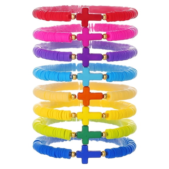 8pcs Cross Bracelet, Christian Baptism Confirmation Gift For Family And Friends.