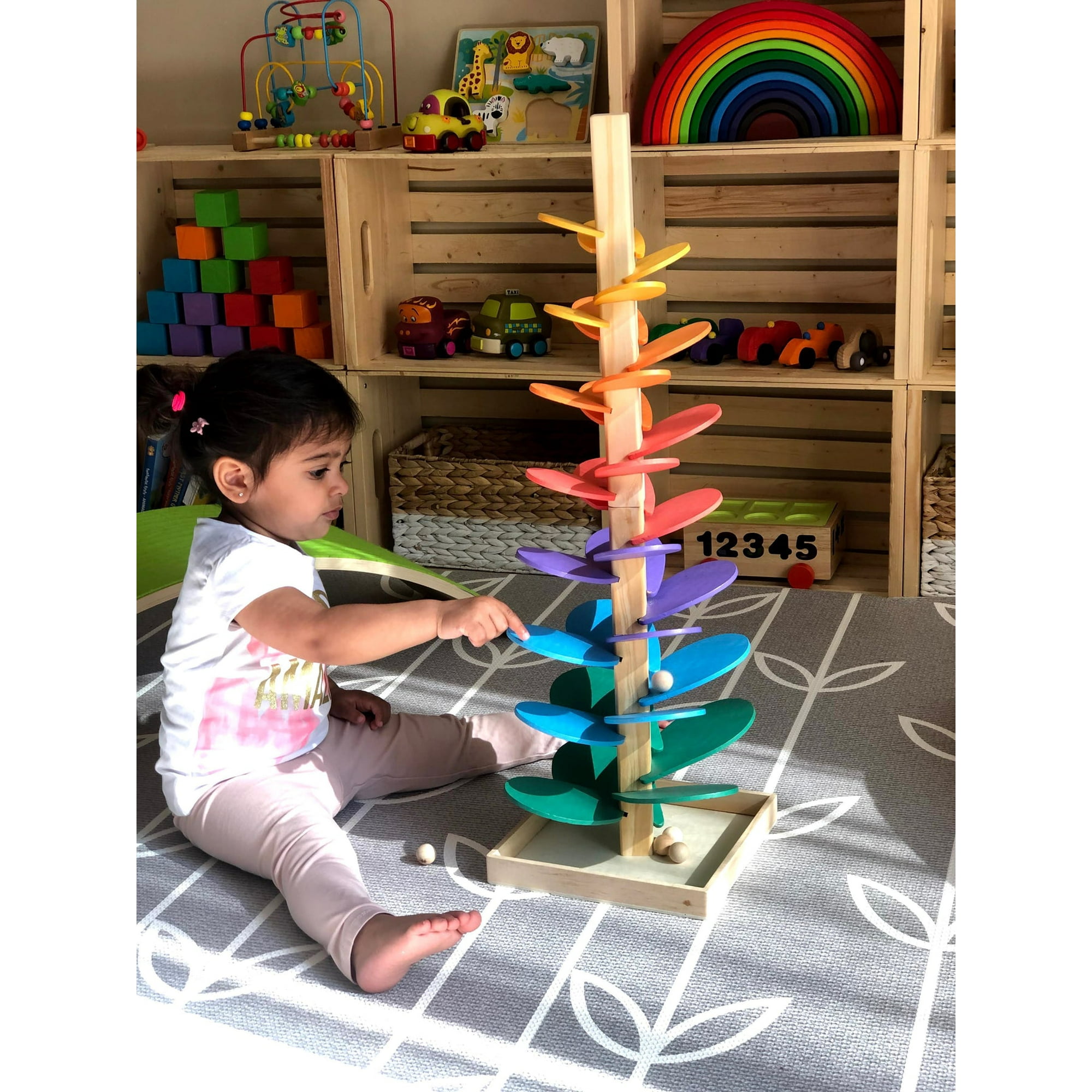 Greenwalnut Large Wooden Marble Sound Tree Run Singing Tree