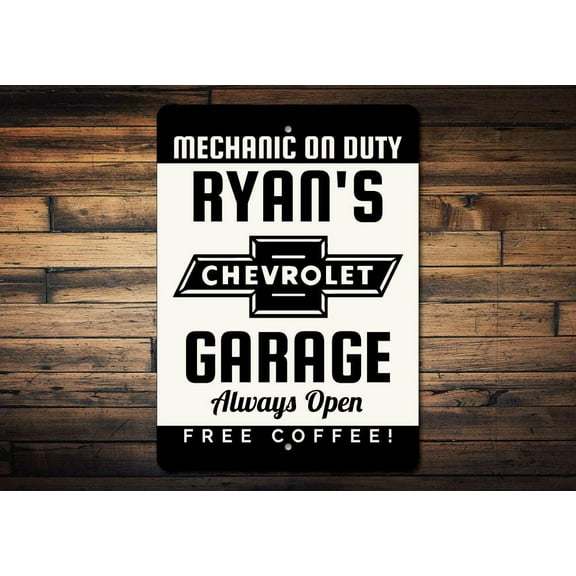 Chevy Mechanic Garage Novelty Decor, Metal Wall Sign - 10x14 Inches