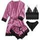 thumbnail image 1 of Batas Lencería Mujer Lindo Estampado de Corazón Satén Bata con Cinturón Camisola Pantalones Cortos Pijamas Mujer Pijamas, 1 of 1