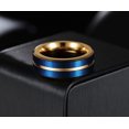 thumbnail image 2 of Wedding Ring Men 8mm Blue Stainless Steel Wedding Band Gold Groove & Inside, 2 of 7