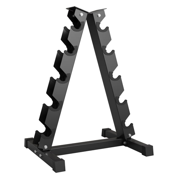 Heavy-Duty A-Frame Dumbbell Rack Stand Only - 3-Tier 5-Pair or 6-Pair Weight Storage, Non-Slip Base with Rubber Guards, Space-Saving for Home Gym, 480/800/1000 lb Capacity - Black