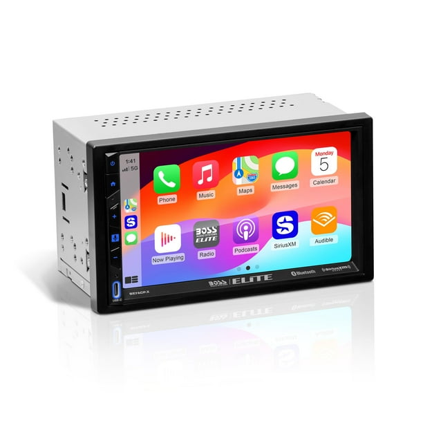 BOSS Audio Systems Elite BE7ACP.X Estéreo de coche doble DIN Apple CarPlay Android Auto, pantalla táctil de 7 pulgadas, Sirius XM-Ready, Bluetooth, panel multicolor