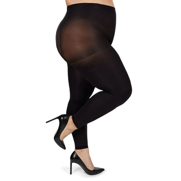 MeMoi Plus Size Curvy Super Matte Control Top Footless Tights - Womens - Female, 3X/4X, Black