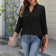 thumbnail image 4 of LiMoi Women's Soft Stretch Solid Blouse 3/4 Sleeve V Neck Classic Top Tees Tshirts for Work Casual My Items, 4 of 5
