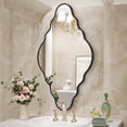 thumbnail image 4 of Irregular Wall Mirror, Abstract Wavy Decorative Mirror for Bathroom Aviation Aluminum Frame, 40"x24" Single Black, 4 of 8