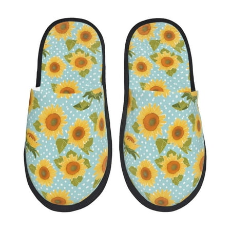 

Slippers for Women Men White Polka Dot Sunflower A Warm Womens Mens House Shoes Bedroom Slippers Fuzzy Memory Foam Slippers Winter House Indoor Shoes Aesthetic Dorm Slippers
