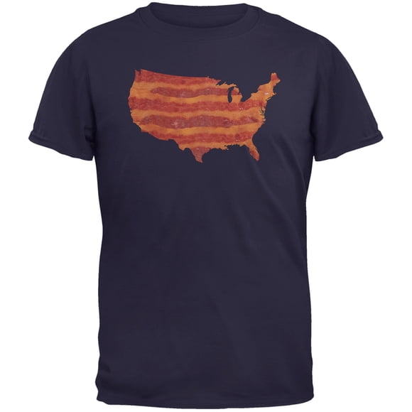 United States Of Bacon Adult Navy T-Shirt