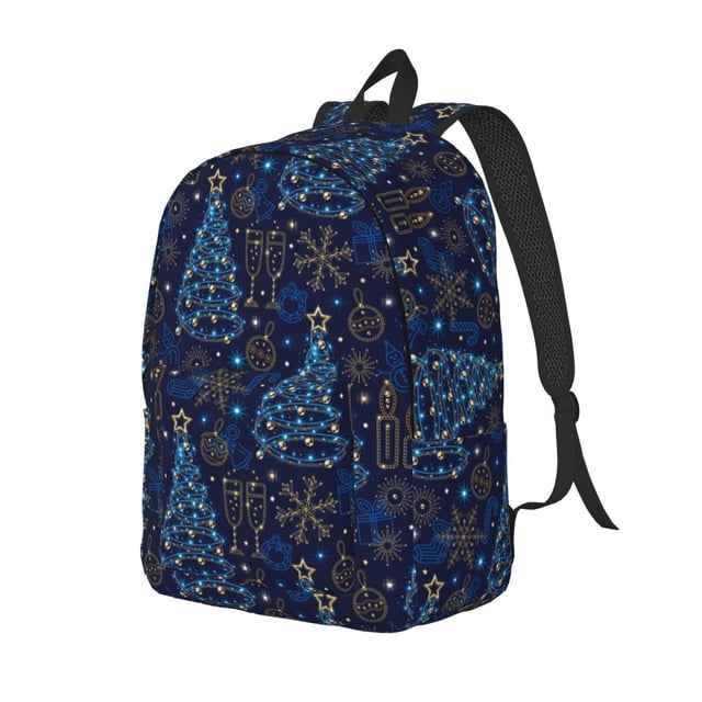 Vsdgher Shining Christmas Tree Print Canvas Backpack Travel Rucksack Unisex Knapsack 15.7/17.7Inch Laptop Backpack for Work,College-Small