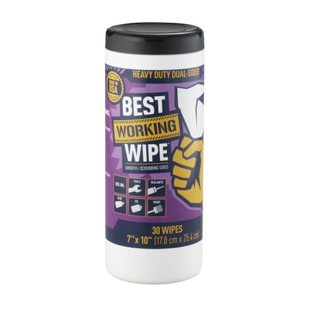 Best Working Wipes Heavy Duty Dual-Sided Degreasing Wipes, 30 Count Multipurpose Cleaner