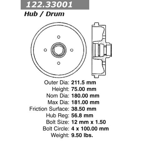 Centric 122.33000 Brake Drum