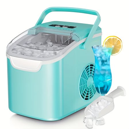 Countertop Ice Machine - 26lbs/24Hrs Portable Ice Maker with Self-Cleaning, 9 Bullet Ices in 6 Mins, 2 Ice Sizes, High Efficiency Low Noise for Home/Kitchen, Holiday/Christmas Gift