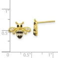 thumbnail image 2 of 925 Sterling Silver Gold-tone Black Rhodium Bee With Black and White Cubic Zirconia Post Earrings 10.1x13.6mm Wide Stud, 2 of 2