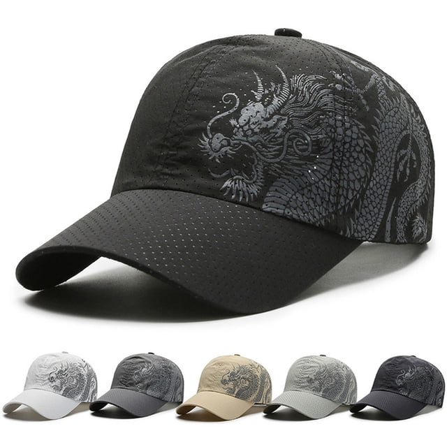 Sunshade Cap Ultralight Quick Drying Chinese Style Dragon Print Baseball Hat for Outdoor