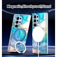 thumbnail image 7 of Rancase for Samsung Galaxy S22 Ultra Case with Magnetic Invisible Ring Stand [Compatible with MagSafe], Full Body Rugged Slim Women Men Girl Shockproof Marble Pattern Design Case, Light Blue, 7 of 7