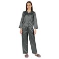 thumbnail image 1 of Moomaya Satin Nightwear Pajama Set For Womens Button Down Sleepwear Pj Set Soft Loungewear, 1 of 8