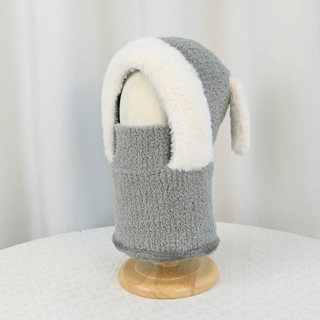 hengsof One Piece Hat Children's Winter Warm Elastic Soft Ear Protection Knitted Scarf Face Mask Hat Beanie
