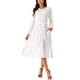 thumbnail image 2 of Vestido midi casual de manga larga con cuello redondo y cintura atada para mujer INSPIRE CHIC con bolsillos M blanco, 2 of 5
