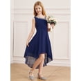 thumbnail image 5 of Miutii Kids Girls Sleeveless Chiffon Junior Bridesmaid Dresses Shiny Sequins Asymmetrical Hem Evening Navy Blue 14, 5 of 7