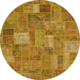 thumbnail image 1 of Ahgly Company Indoor Round Abstract Yellow Patchwork Area Rugs, 5' Round, 1 of 6