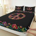 thumbnail image 3 of Homewish Boho Peace Sign Full Size Sheets 4-Piece for Female Men,Hippie Peace Symbol Breathable Bed Sheets,Bohemian Flower Lightweight Sheet Sets,Luxury Bedroom Decor, 3 of 7